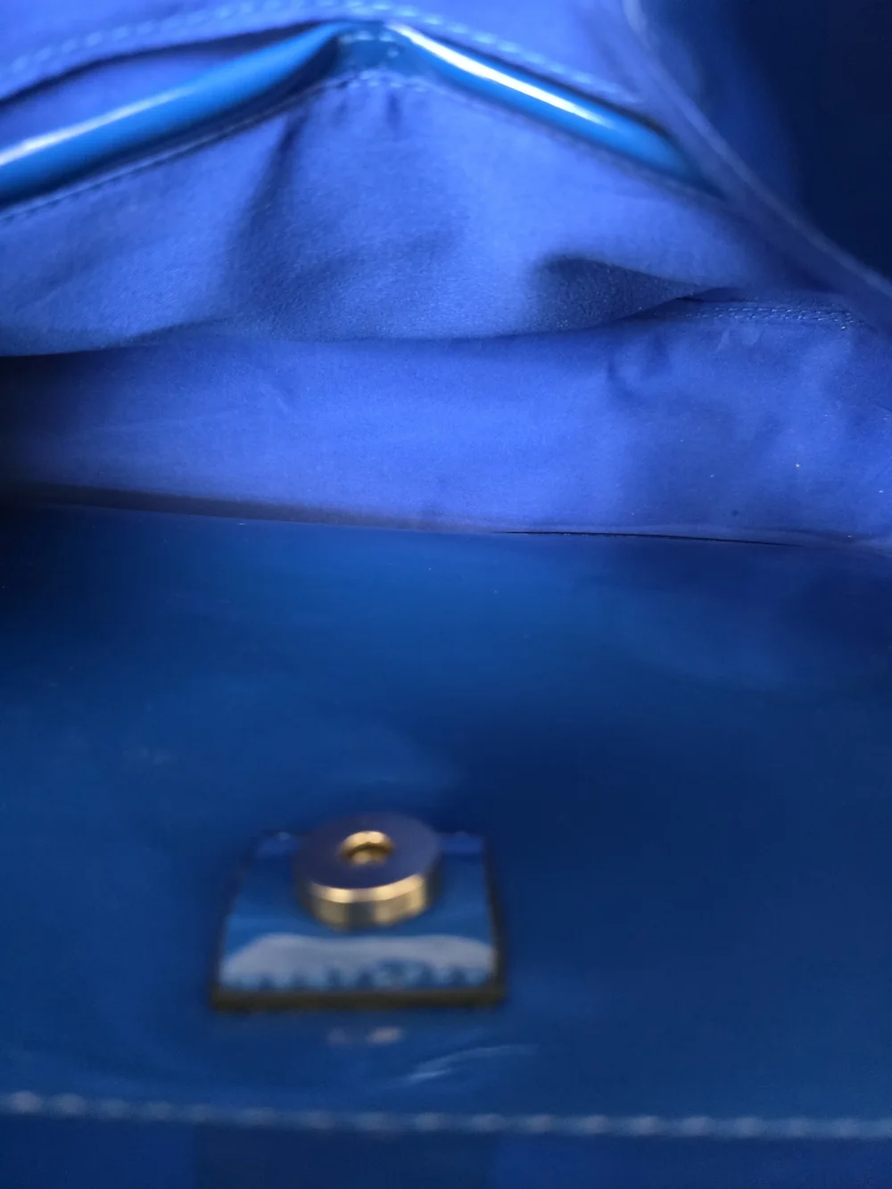 Blue Patent Quilted Satchel with 'QUEEN' Crystal Detail - Picture 4 of 6